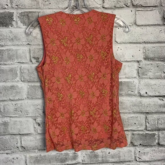 Y2K Vintage Jessica Sheer Sparkly Lace Babydoll Tank Top Blouse - Picture 6 of 15